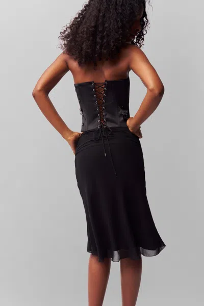 Danielle Guizio Ny Embellished Satin Corset In Black