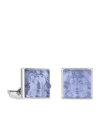 Lalique Sapphire Crystal Arethuse Cufflinks In Blue