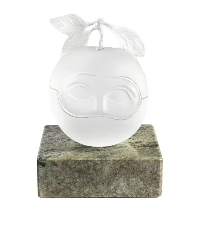 Lalique X René Magritte Left Masked Apple Sculpture In White