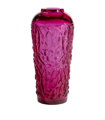 Lalique Large Crystal Mures Vase In Pink