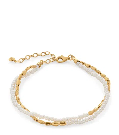 Monica Vinader Gold Mini Nugget Pearl Beaded Bracelet Pearl In 18ct Gold Vermeil On Sterling