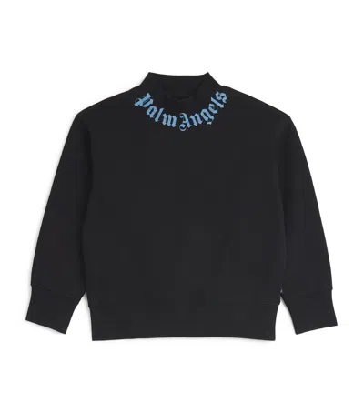 Palm Angels Cotton Logo Neck Sweatshirt In Black