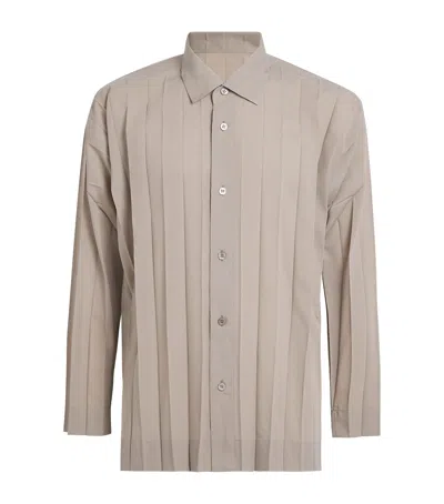 Issey Miyake Wide Pleated Shirt In Neutral