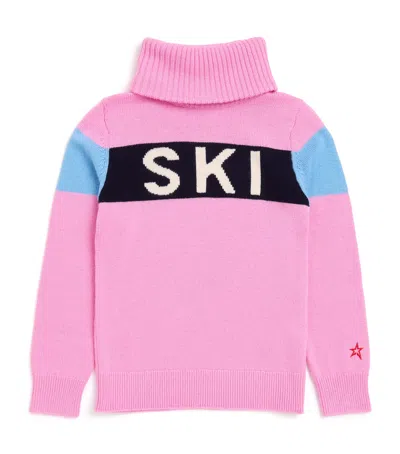 Perfect Moment Merino Wool Rollneck Sweater In Pink