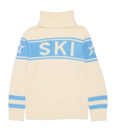 Perfect Moment Merino Wool Rollneck Sweater In Neutral