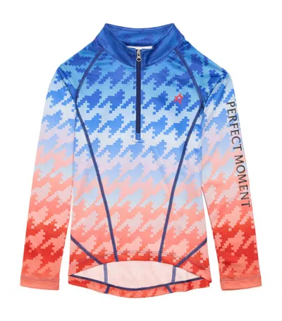 Perfect Moment Ombré Houndstooth Ski Top In Red