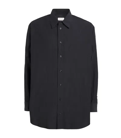 Lemaire Crepe Cotton Double Pocket Shirt In Black
