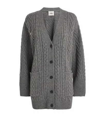 Aeron Wool Cable-knit Sierra Cardigan In Gray
