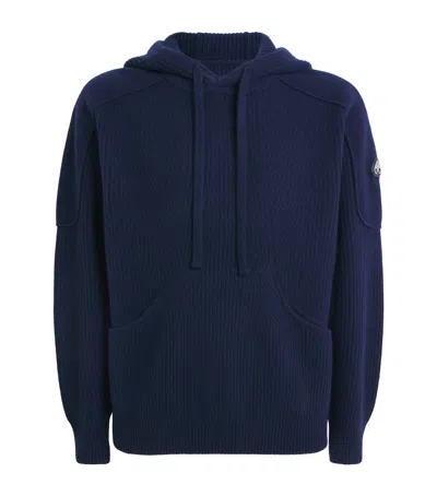 Moose Knuckles Wool Ribbed Colson Hoodie In Blue