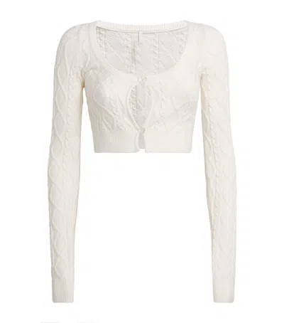 Skims Cable Knit Snow Bunny Cropped Cardigan In Multi