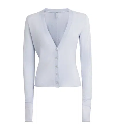 Skims Featherweight Cashmere Cardigan In Blue