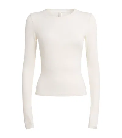 Skims Cotton-blend Long-sleeve T-shirt In Neutral
