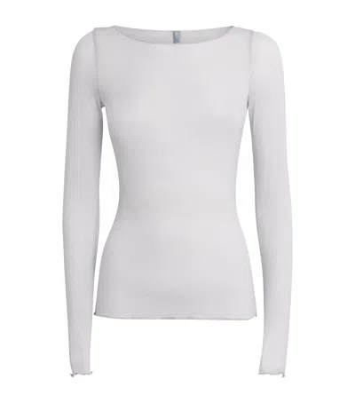 Skims Modal-blend Boat-neck T-shirt In Gray