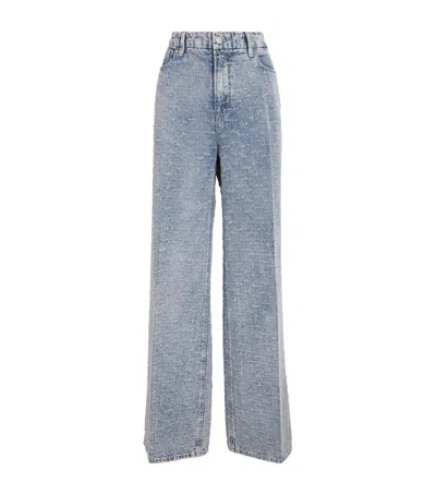 Good American Good Skate Wide Crystal Jeans In Indigo1070 In Blue