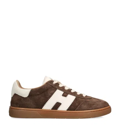 Hogan Chocolate Brown Suede Platform Sneakers With Lace-up Closure And H Logo Detail