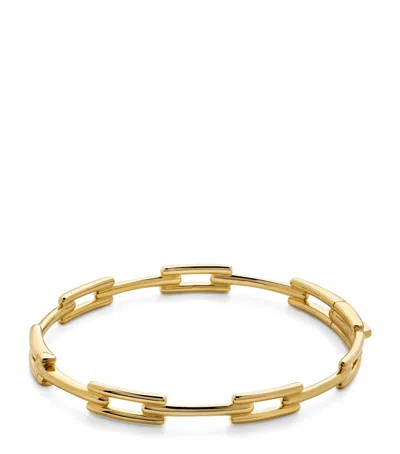 Monica Vinader Gold Signature Link Slim Bangle In Gold