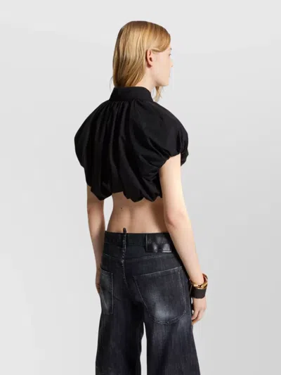 Dsquared2 Cropped Short Sleeve Shirt With Chest Pocket In Black