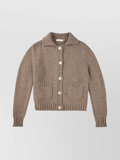 Zanone Collared Knitwear Cardigan Featuring Pockets In Brown