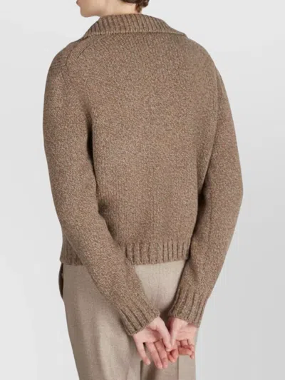 Zanone Collared Knitwear Cardigan Featuring Pockets In Brown