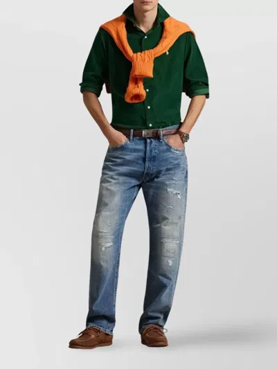 Polo Ralph Lauren Custom Fit Long Sleeve Button-down Shirt In Green