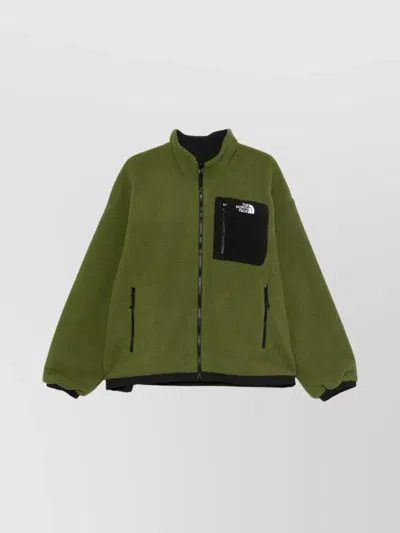 The North Face Reversible Fleece Jacket Wind Protection In Green