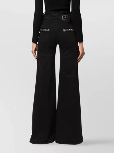 Alberta Ferretti Flared Trousers Embellished Pockets In Black