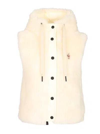 Moncler Arve Teddy Vest Coats White In Neutral