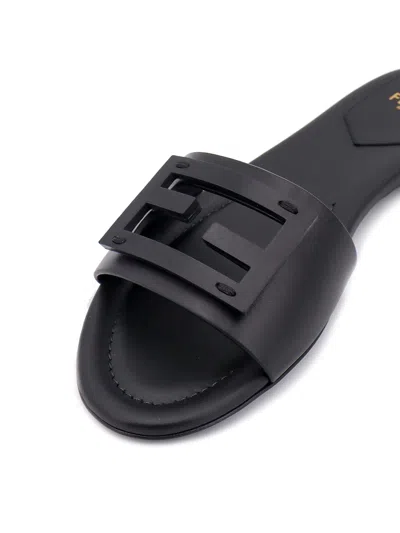 Fendi Wide-band Slide Sandals With Ff Baguette Motif In Blue