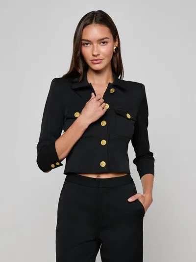 L'agence Kumi Cropped Fitted Jacket In Black