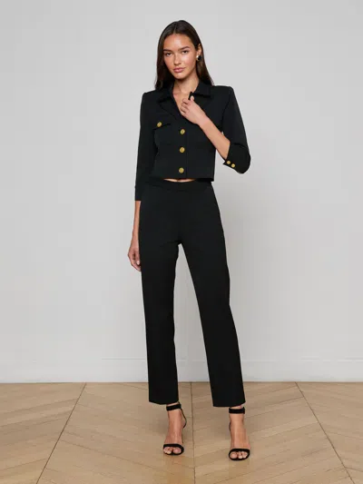 L'agence Kumi Cropped Fitted Jacket In Black