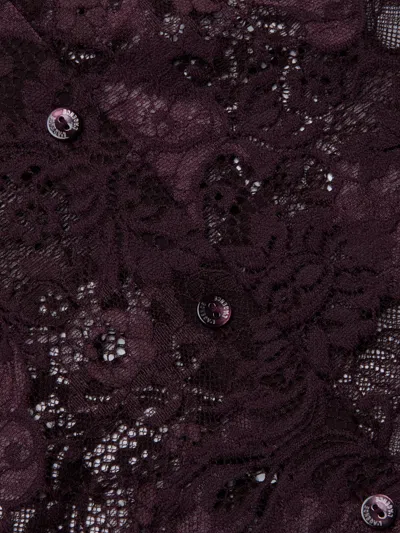 L'agence Maia Lace Button Down Blouse In Purple