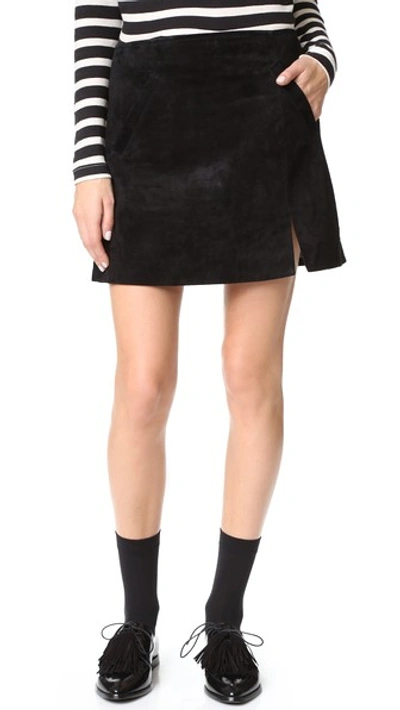 Blank Denim Zip Suede Mini Skirt In Seal The Deal