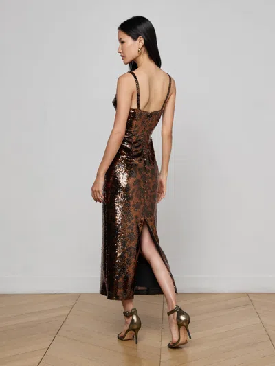 L'agence Noella Sequin Dress In Brown