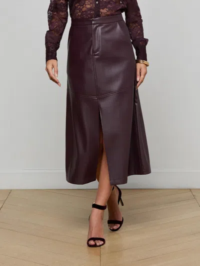L'agence Robyn Vegan Leather Midi Skirt In Purple