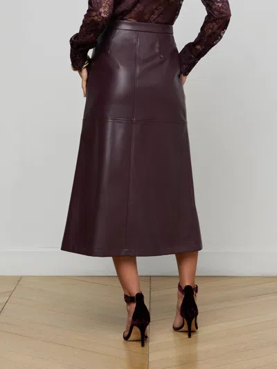 L'agence Robyn Vegan Leather Midi Skirt In Purple