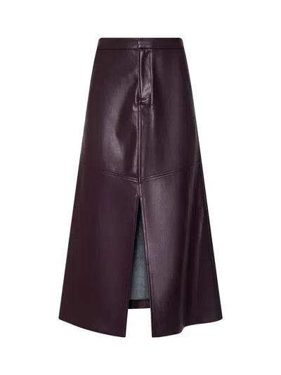 L'agence Robyn Vegan Leather Midi Skirt In Purple
