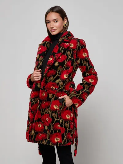L'agence Tristan Sherpa Midi Coat In Red