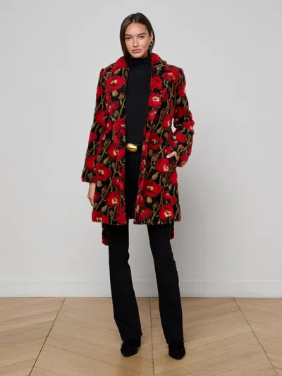 L'agence Tristan Sherpa Midi Coat In Red