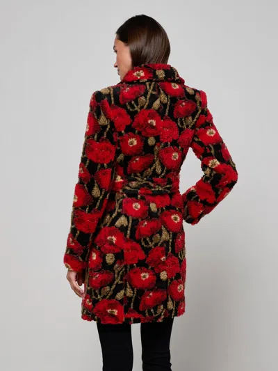 L'agence Tristan Sherpa Midi Coat In Red
