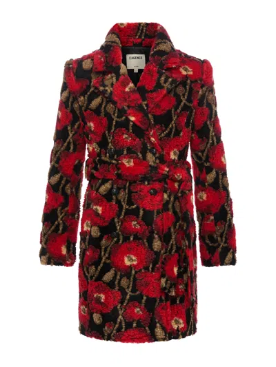 L'agence Tristan Sherpa Midi Coat In Red
