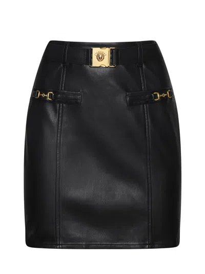 L'agence Yvette Vegan Leather Mini Skirt In Black