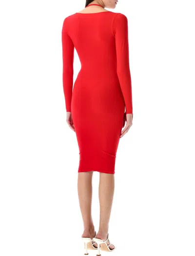 Andreädamo Andreadamo Sculpting Jersey Midi Dress In Red