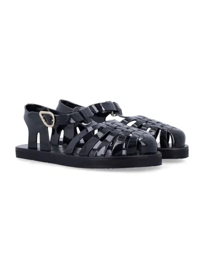 Ancient Greek Sandals Closed Toe Fisherman Style Flat Sandal In Black