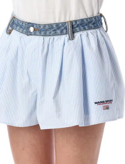 Alexander Wang T T By Alexander Wang Cotton Oxford Boxer-style Shorts In Blue