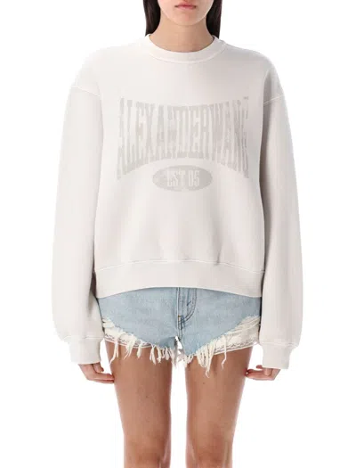 Alexander Wang T T By Alexander Wang Distressed Logo Sweatshirt In White