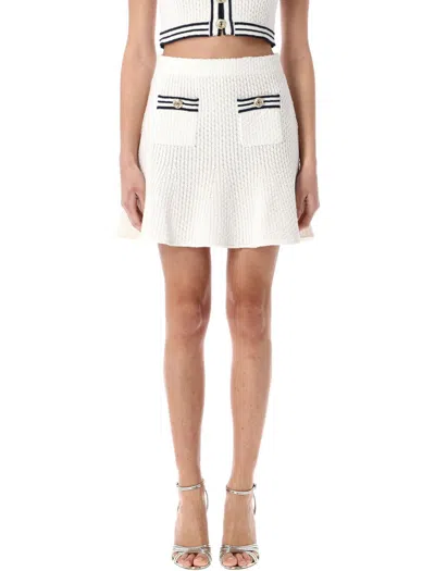 Self-portrait White Midi Dress In Pointelle Knit Self Portrait In White