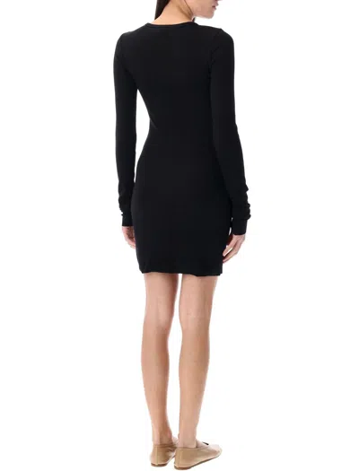 Éterne Eterne Long Sleeve Crewneck Mini Dress In Black