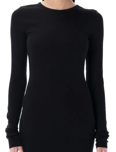 Éterne Eterne Long Sleeve Crewneck Mini Dress In Black