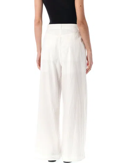 Low Classic Cotton Tuck Wide Pants In White