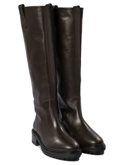 Aeyde "henry" High-knee Boots In Brown